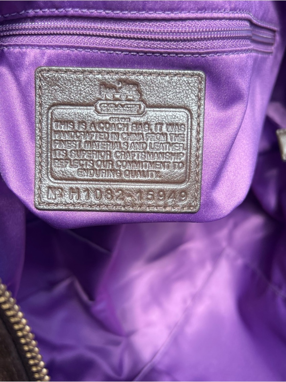 VINTAGE COACH Y2K Croc Embossed Brown Suede Sophia Satchel w Gold Hardware 15949 - Picture 12 of 15